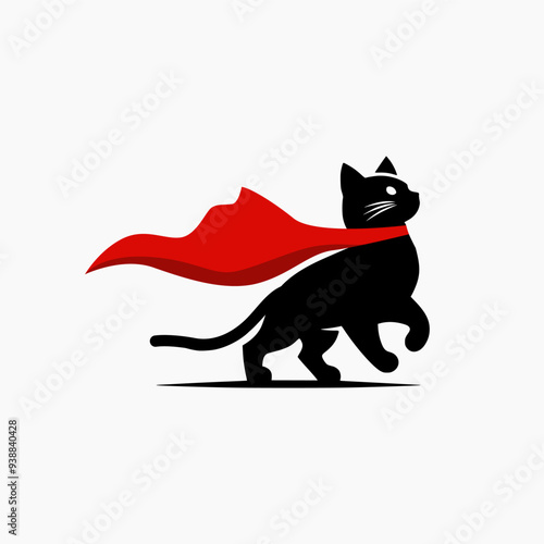 super cat vector logo design template