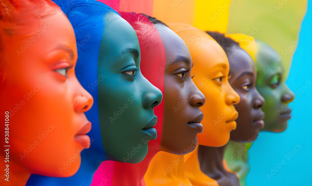 Human diversity. An abstract vibrant and colorful painting of diverse faces, representing the diversity in human lives. Human diversity. An abstract vibrant and colorful painting of diverse faces, representing the diversity in human lives.