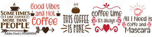 Modern Coffee Inscriptions, Quotes Set Vector Illustration for Label, Banner, Bookmark