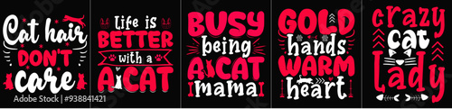 Colourful Cat Quotes, Trendy Retro Style Illustration Collection Vector Illustration for Postcard, Stationery, Magazine