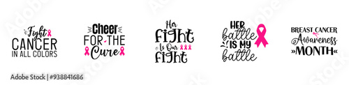 Simple Breast Cancer Invitation, Trendy Retro Style Illustration Set Vector Illustration for Wrapping Paper, Brochure, Postcard