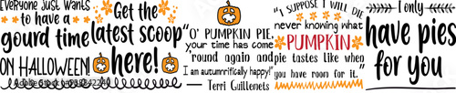 Creative Pumpkin Typographic Emblems, Invitation Set Vector Illustration for Printing Press, Holiday Cards, Logo
