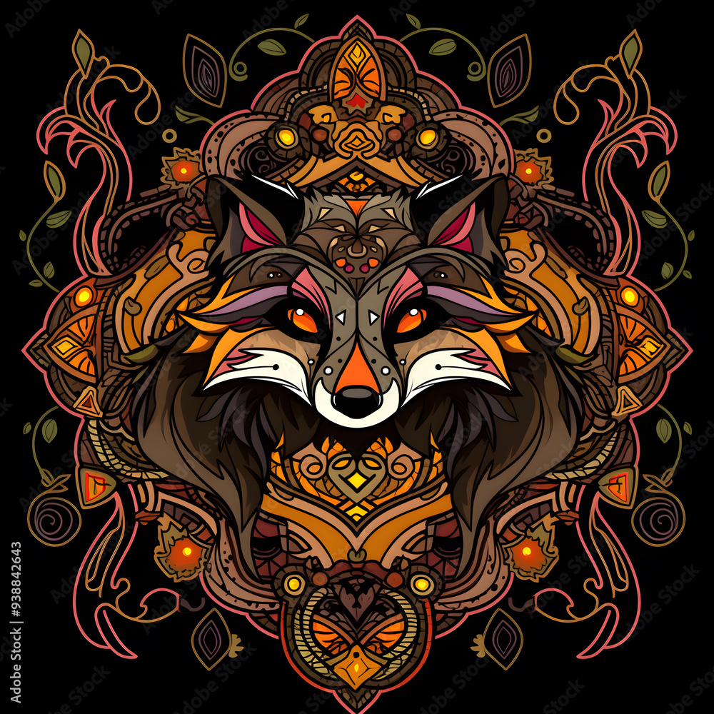 Racoon symmetry layout illustration Racoon symmetry layout illustration