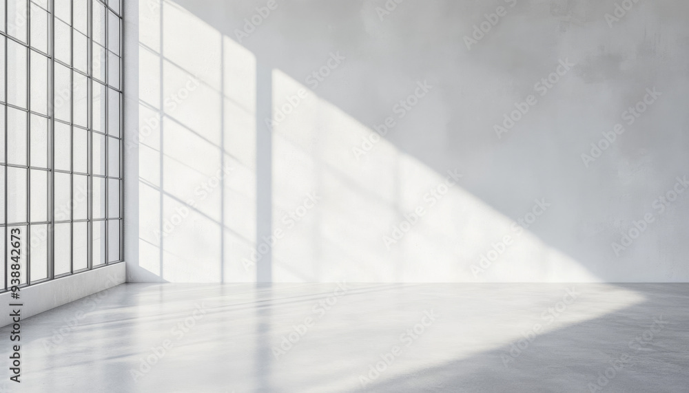 A large window in a room with a white wall. The window is letting in a lot of light, creating a bright and open feeling in the room A large window in a room with a white wall. The window is letting in a lot of light, creating a bright and open feeling in the room