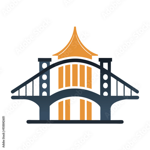 Bridge construction company vector logo design – strong, bold emblem representing structural engineering, infrastructure, architecture, and civil construction firms