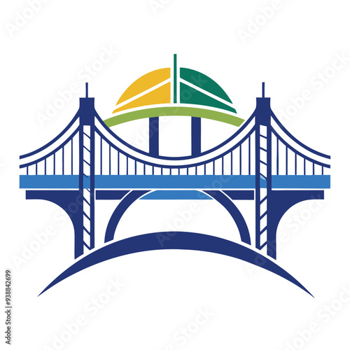 Bridge construction company vector logo design – strong, bold emblem representing structural engineering, infrastructure, architecture, and civil construction firms