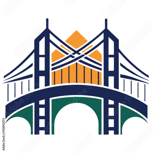 Bridge construction company vector logo design – strong, bold emblem representing structural engineering, infrastructure, architecture, and civil construction firms