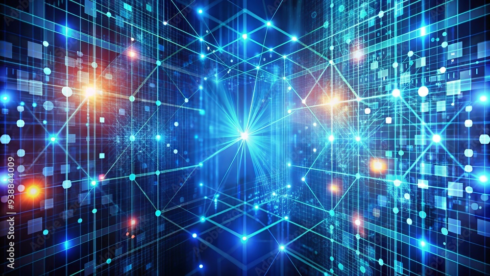 Obraz premium Abstract Digital Communications Concept With Geometric Pattern Resembling Computer Binary Code, For Technology And Data Stream Themes