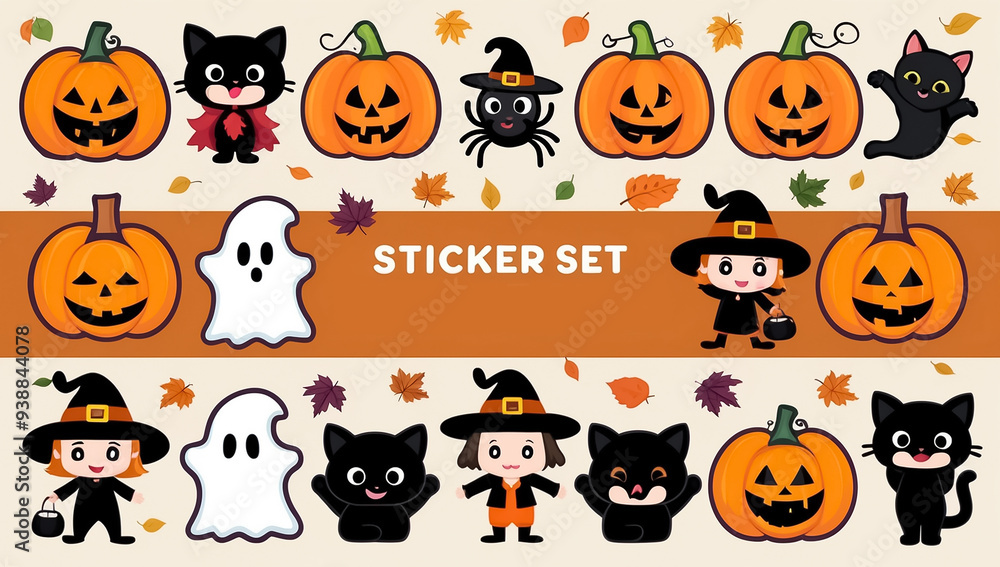 sticker set, different cute halloween sticker set, different cute halloween