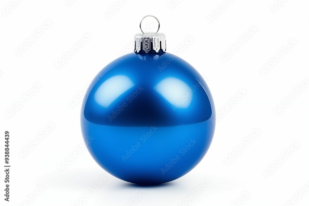 Blue Christmas ball for pine tree decoration isolated on white background. Generative ai Blue Christmas ball for pine tree decoration isolated on white background. Generative ai
