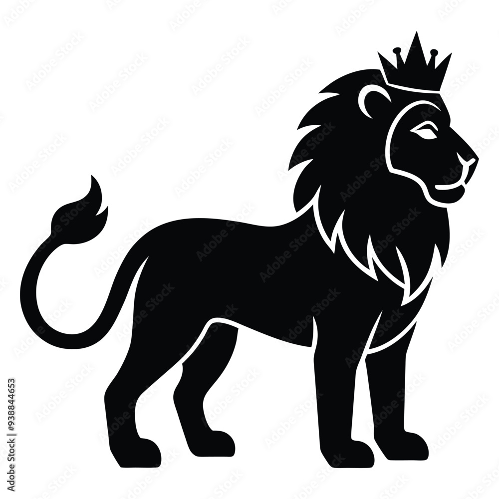 Fototapeta premium lion silhouette vector illustration. lion logo icon design.