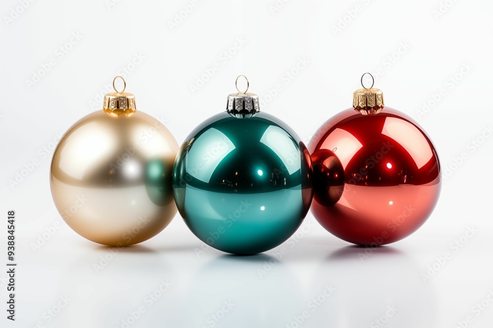 Set of Christmas balls decoration for pine tree isolated on white background. Generative ai Set of Christmas balls decoration for pine tree isolated on white background. Generative ai