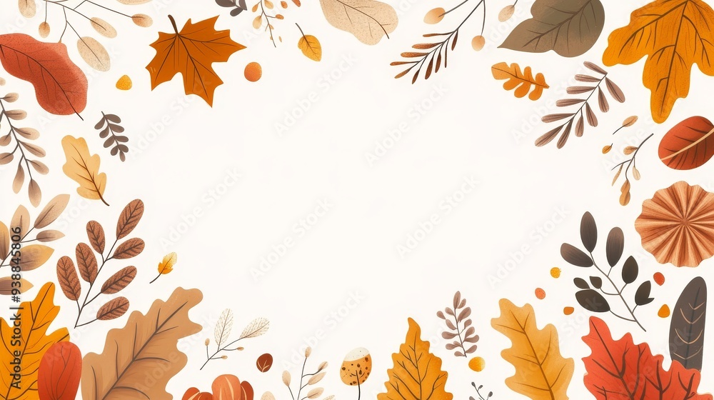 Cozy Fall Illustration with Autumn Leaves - Warm Tones Cartoon Background Ideal for Text Overlay Cozy Fall Illustration with Autumn Leaves - Warm Tones Cartoon Background Ideal for Text Overlay