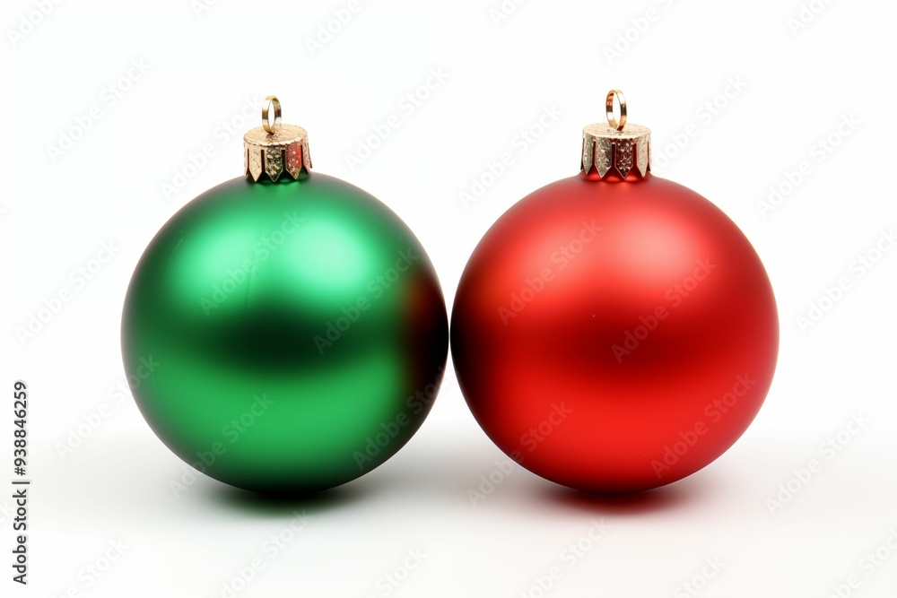 Red and Green Christmas balls for pine tree decoration isolated on white background. Generative ai Red and Green Christmas balls for pine tree decoration isolated on white background. Generative ai
