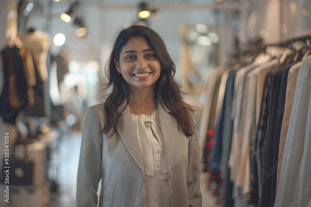 Young Indian fashion stylist in designer boutique self employed startup. Young Indian fashion stylist in designer boutique self employed startup.