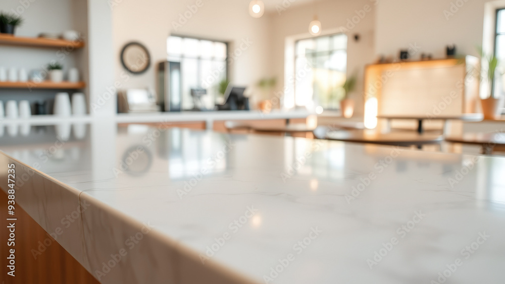 White Marble Countertop with Blurred Background White Marble Countertop with Blurred Background