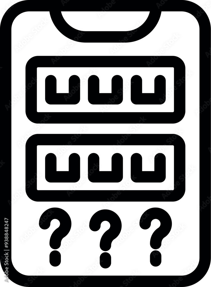 Smartphone screen displaying question marks, representing uncertainty and the need for problem solving Smartphone screen displaying question marks, representing uncertainty and the need for problem solving