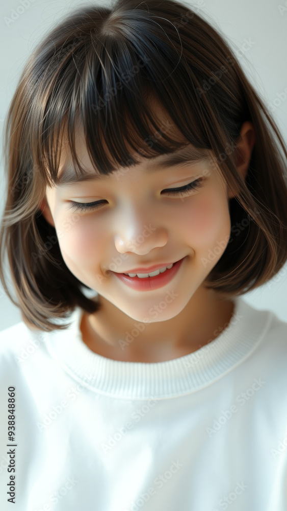 Portrait of a smiling young girl with short brown hair Portrait of a smiling young girl with short brown hair