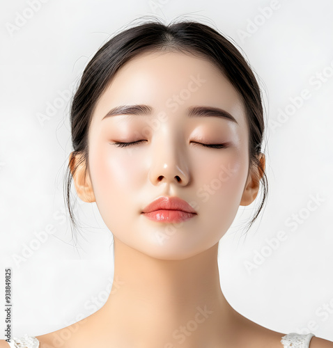 Detailed Skincare Advertisement Featuring Korean Woman with Subtle Aging Signs