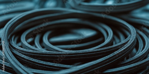 Close-up pile black rubber bands bands are tightly Close-up of l photo