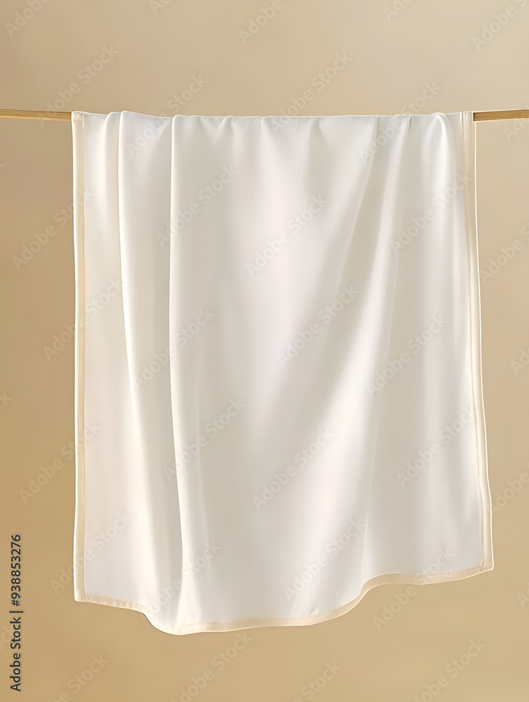 Plain White Baby Blanket Hanging Smoothly on Clothesline Plain White Baby Blanket Hanging Smoothly on Clothesline