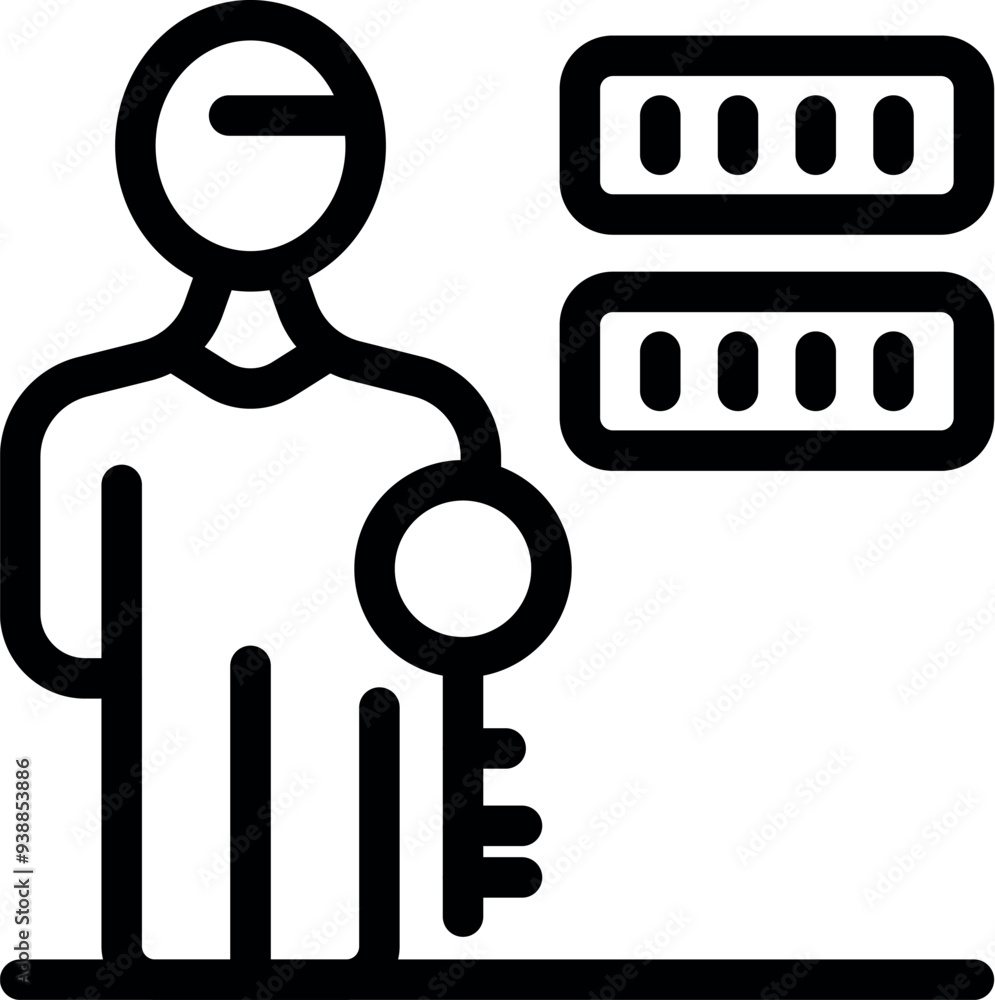 System administrator is holding a key and accessing data on a server System administrator is holding a key and accessing data on a server