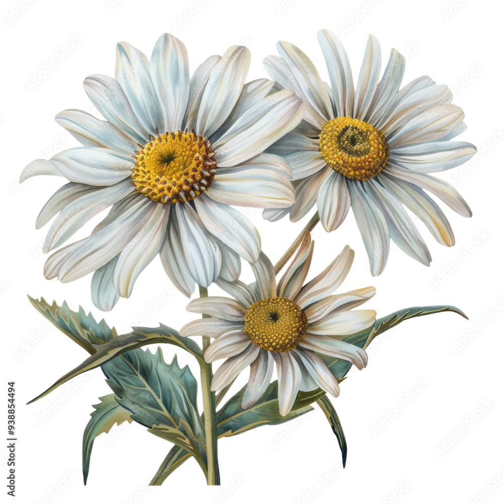 Fototapeta premium Beautiful daisy flowers on a white background