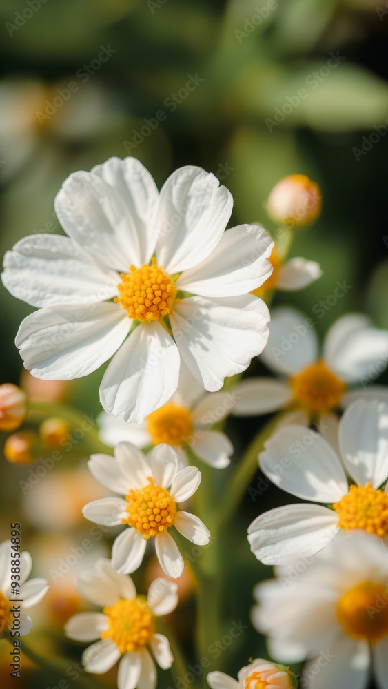 Obraz premium Close Up of a White Flower with Yellow Center