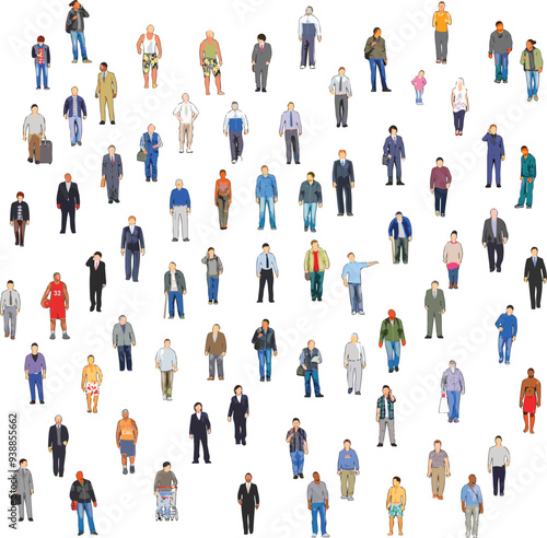 Front View People Set on White Background - Vector EPS -03