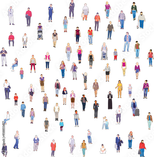Front View People Set on White Background - Vector EPS -05