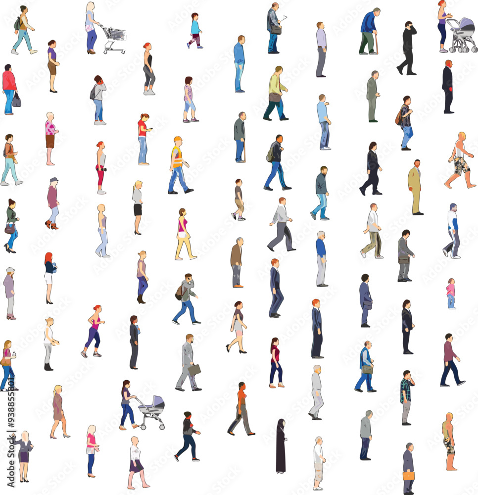 Side View People Set on White Background - Vector EPS -02 Side View People Set on White Background - Vector EPS -02