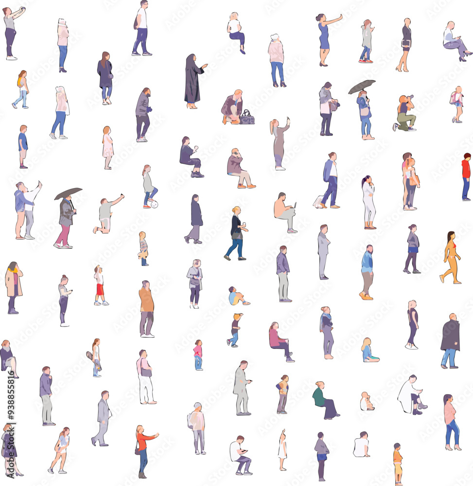 Side View People Set on White Background - Vector EPS -03 Side View People Set on White Background - Vector EPS -03