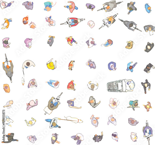 Top View of People on White Background - Vector EPS -01