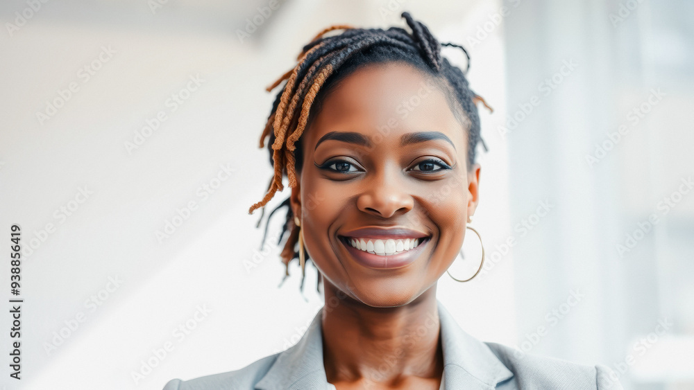 Portrait of a smiling black woman with dreadlocks Portrait of a smiling black woman with dreadlocks