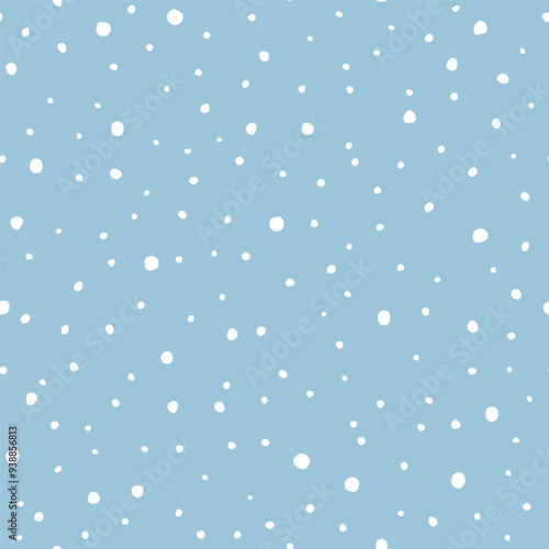 Vector seamless pattern with hand drawn dots, snowing. Cute Christmas design for wallpaper, wrapping, stationery, textile.