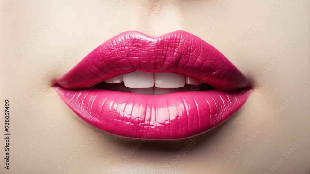 A pair of plump, pink lips curve into a sly, knowing smile, as if sharing a tantalizing secret, against a soft, creamy white background. A pair of plump, pink lips curve into a sly, knowing smile, as if sharing a tantalizing secret, against a soft, creamy white background.