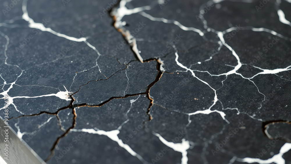 Obraz premium Black Surface with White Cracks