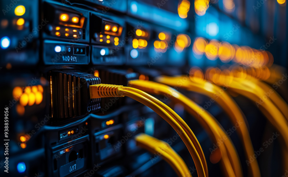 A close-up view of bright yellow network cables connected to servers in a data center, highlighting the infrastructure that powers modern digital communication and internet services.
A close-up view of bright yellow network cables connected to servers in a data center, highlighting the infrastructure that powers modern digital communication and internet services.