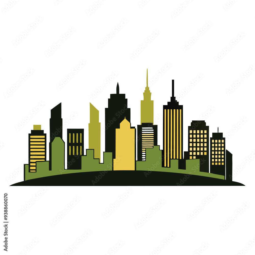 Obraz premium A simple city skyline silhouette, representing urban development and construction firms