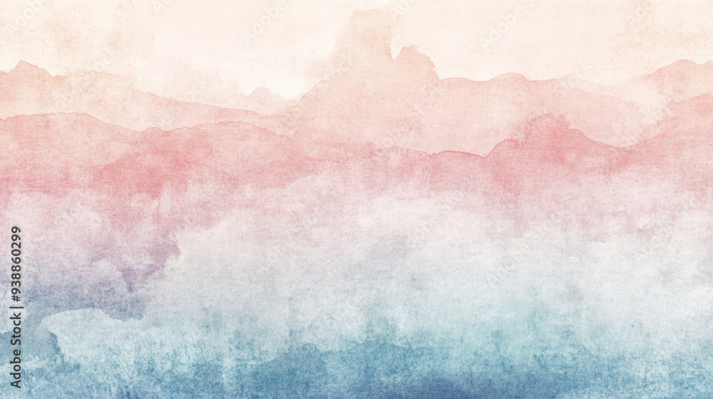 A watercolor painting of a mountain range with a pink and blue sky. The painting has a dreamy, peaceful mood A watercolor painting of a mountain range with a pink and blue sky. The painting has a dreamy, peaceful mood