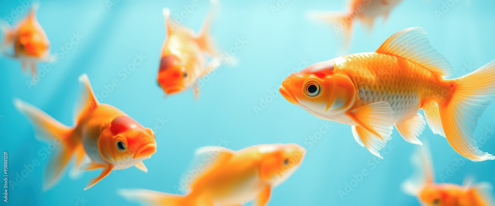 Goldfish in Blue Water Goldfish in Blue Water