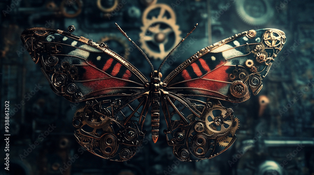 Fototapeta papillon steampunk - steampunk butterfliy - collection animaux steampunk