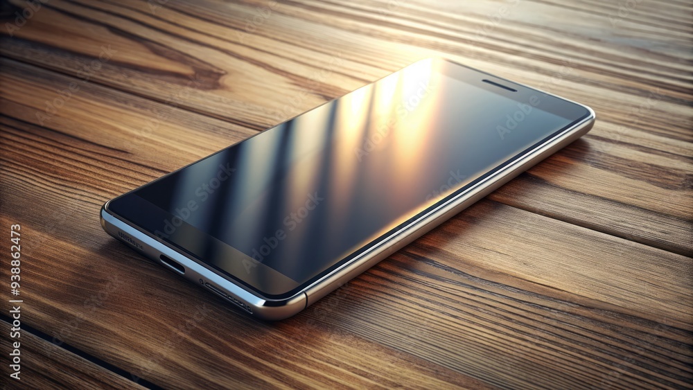 A sleek, high-tech smartphone with a large touchscreen display and shimmering metallic casing lies on a minimalist wooden table, surrounded by subtle shadows. A sleek, high-tech smartphone with a large touchscreen display and shimmering metallic casing lies on a minimalist wooden table, surrounded by subtle shadows.