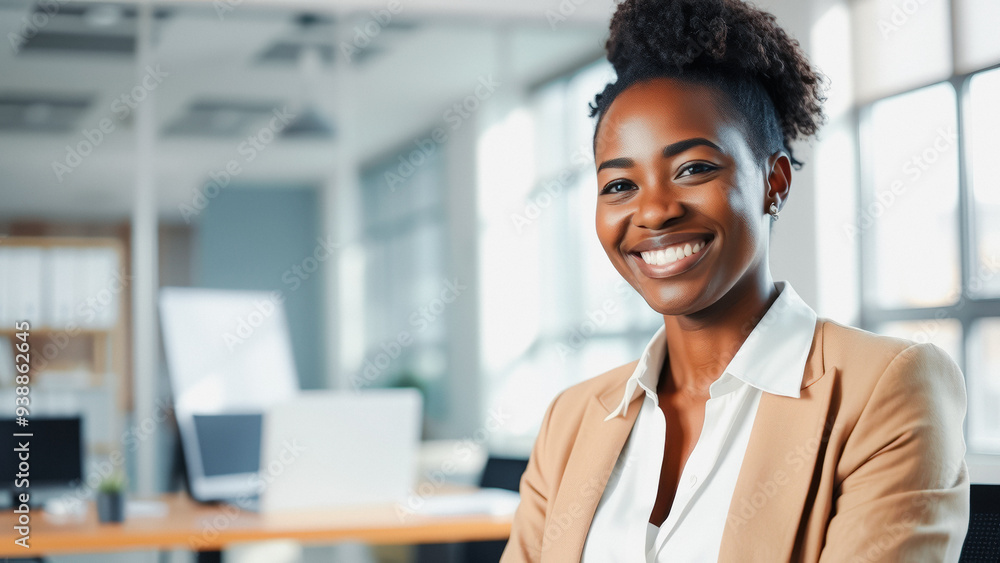 Confident Businesswoman Smiling in Office Confident Businesswoman Smiling in Office