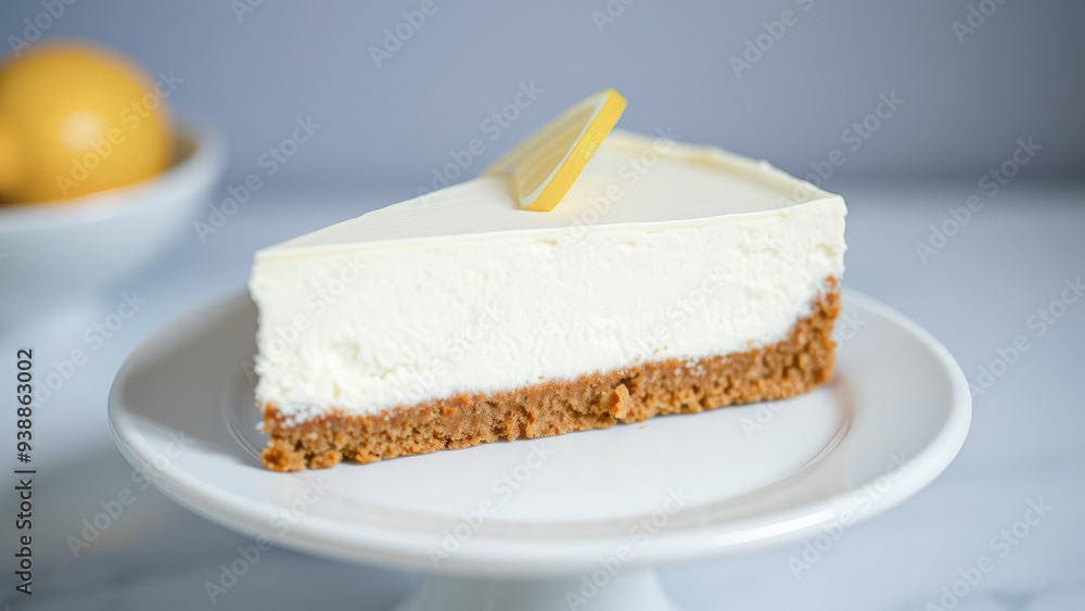 Close-up of a slice of lemon cheesecake Close-up of a slice of lemon cheesecake