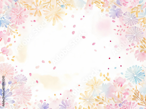 花と水彩の背景。パステルカラー