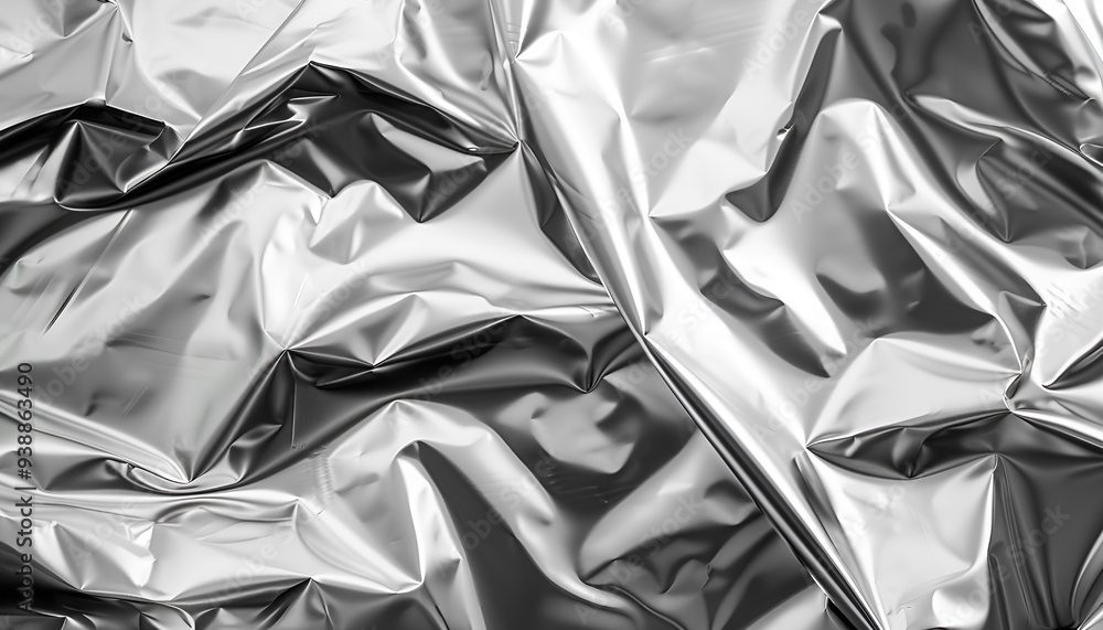 Shiny silver foil as background, top view Shiny silver foil as background, top view