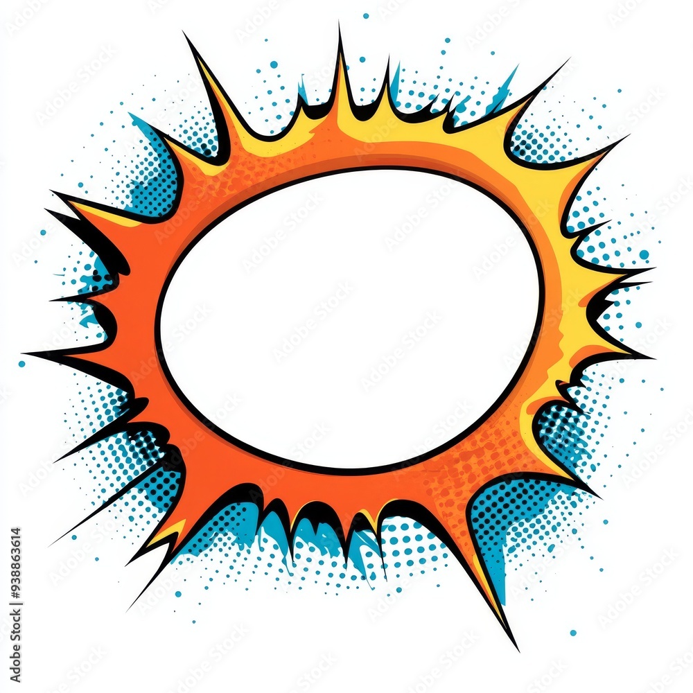 Retro Clipart Comic Speech Bubble with Halftone Dots on White Background Retro Clipart Comic Speech Bubble with Halftone Dots on White Background