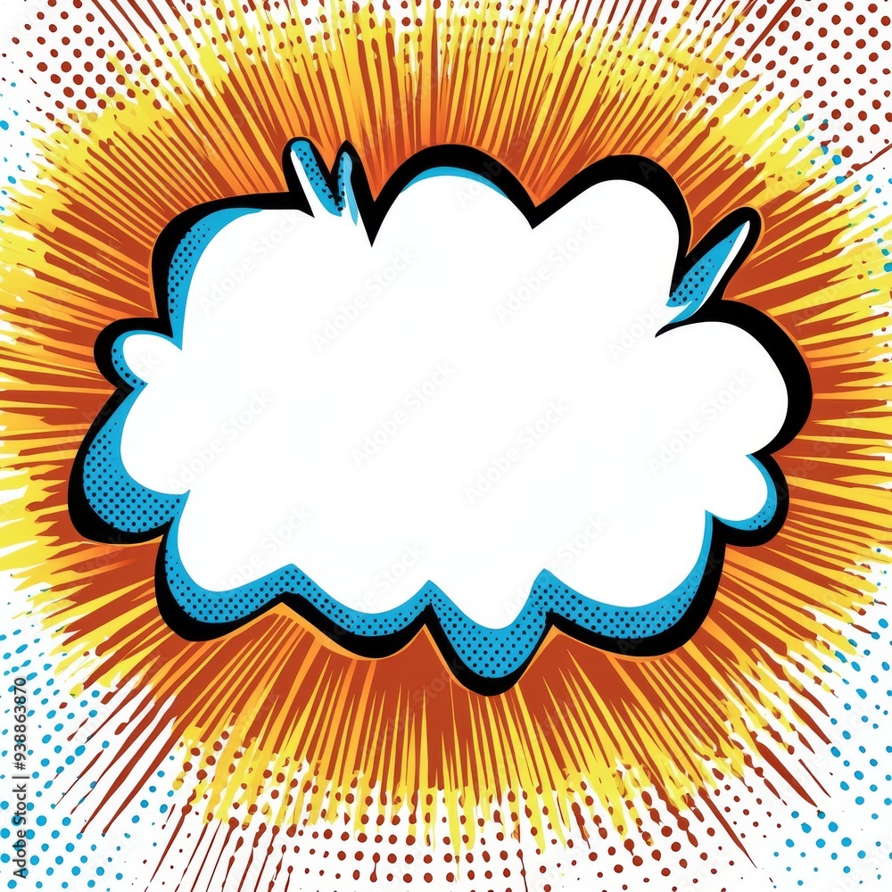 Bright and Vibrant Comic Speech Bubble with Halftone Dots on White Background - Vector Illustration for Designers and Creatives Bright and Vibrant Comic Speech Bubble with Halftone Dots on White Background - Vector Illustration for Designers and Creatives