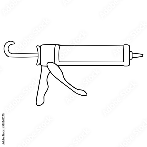 sealant gun illustration hand drawn outline vector